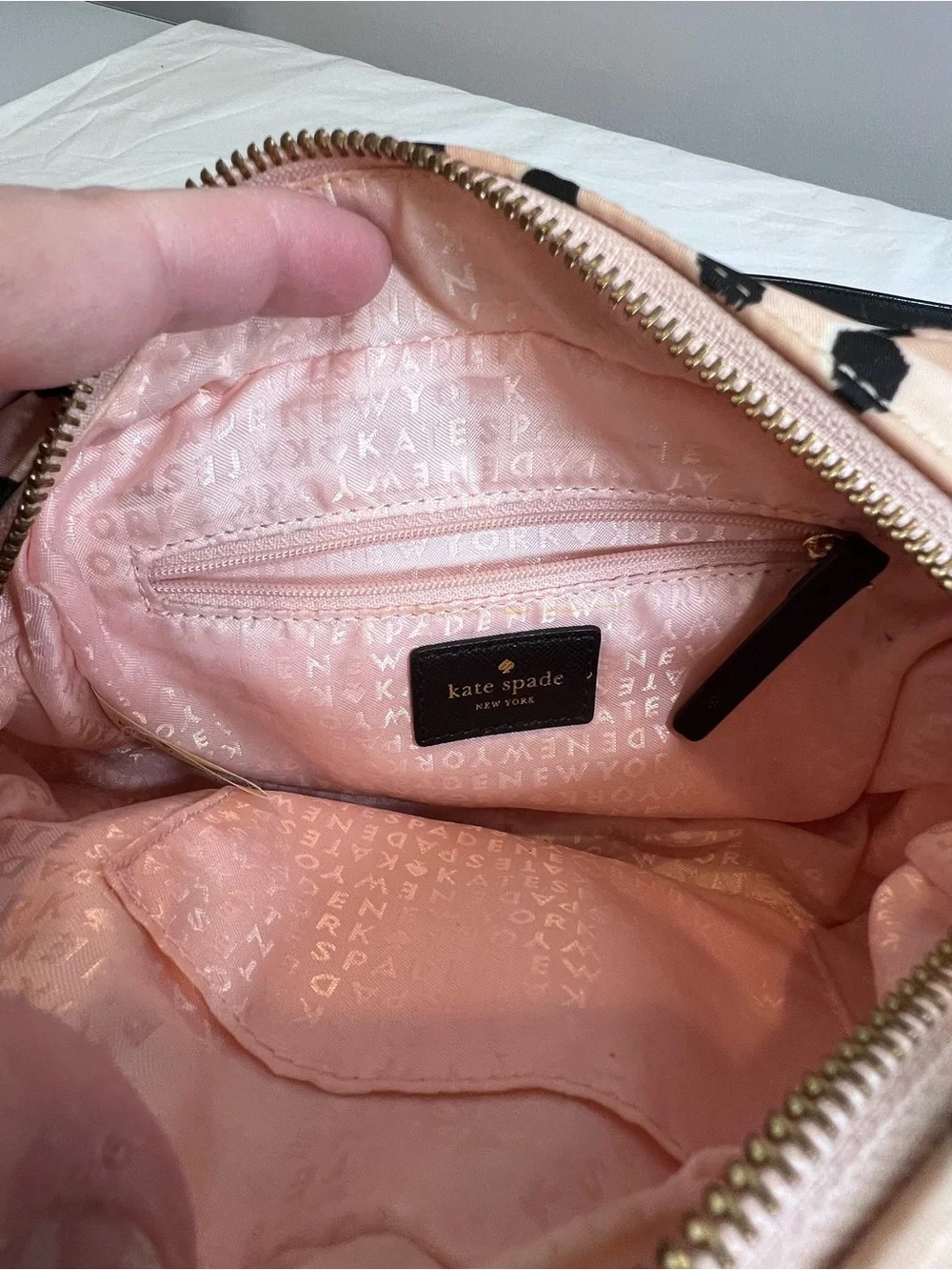 Kate Spade Blake Avenue Mindy Flamingo Dot crossbody bag in light pink and black